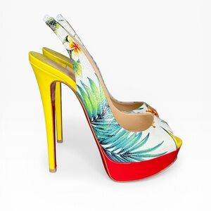 Christian Louboutin Yellow and Red Tropical Heels Size 38.5